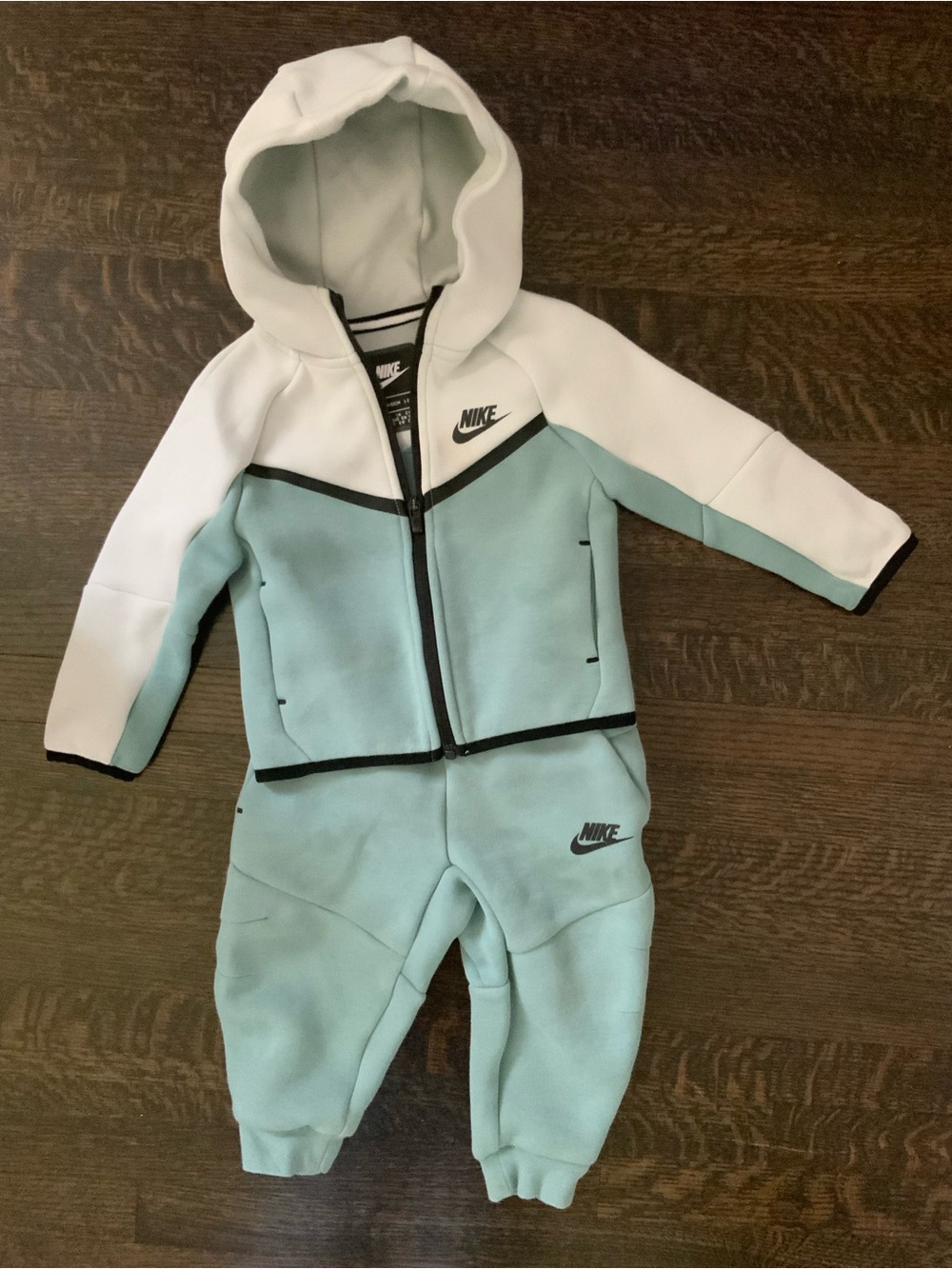 Nike Mint Green and White Hooded Baby Tracksuit